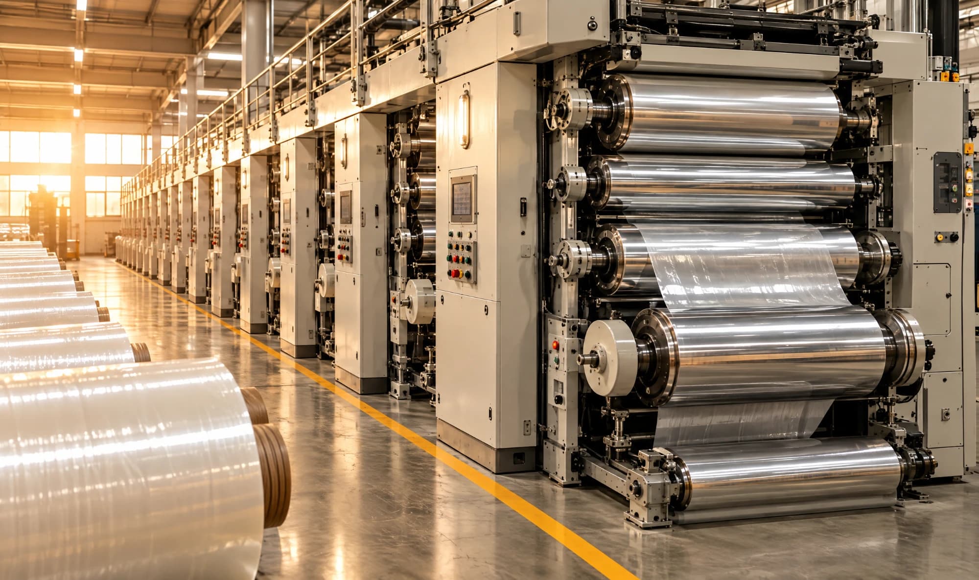 Illustration — a row of gravure printing lines